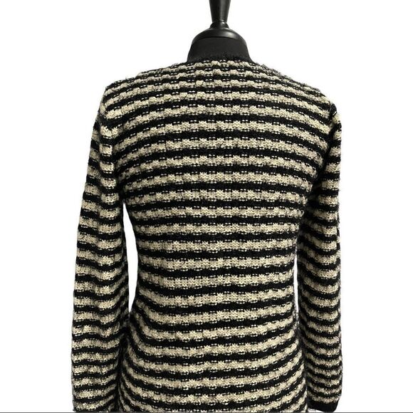 Mirumi Black And White Striped Eyelash Tunic Sweater Sz M - Picture 8 of 11